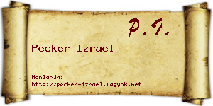 Pecker Izrael névjegykártya